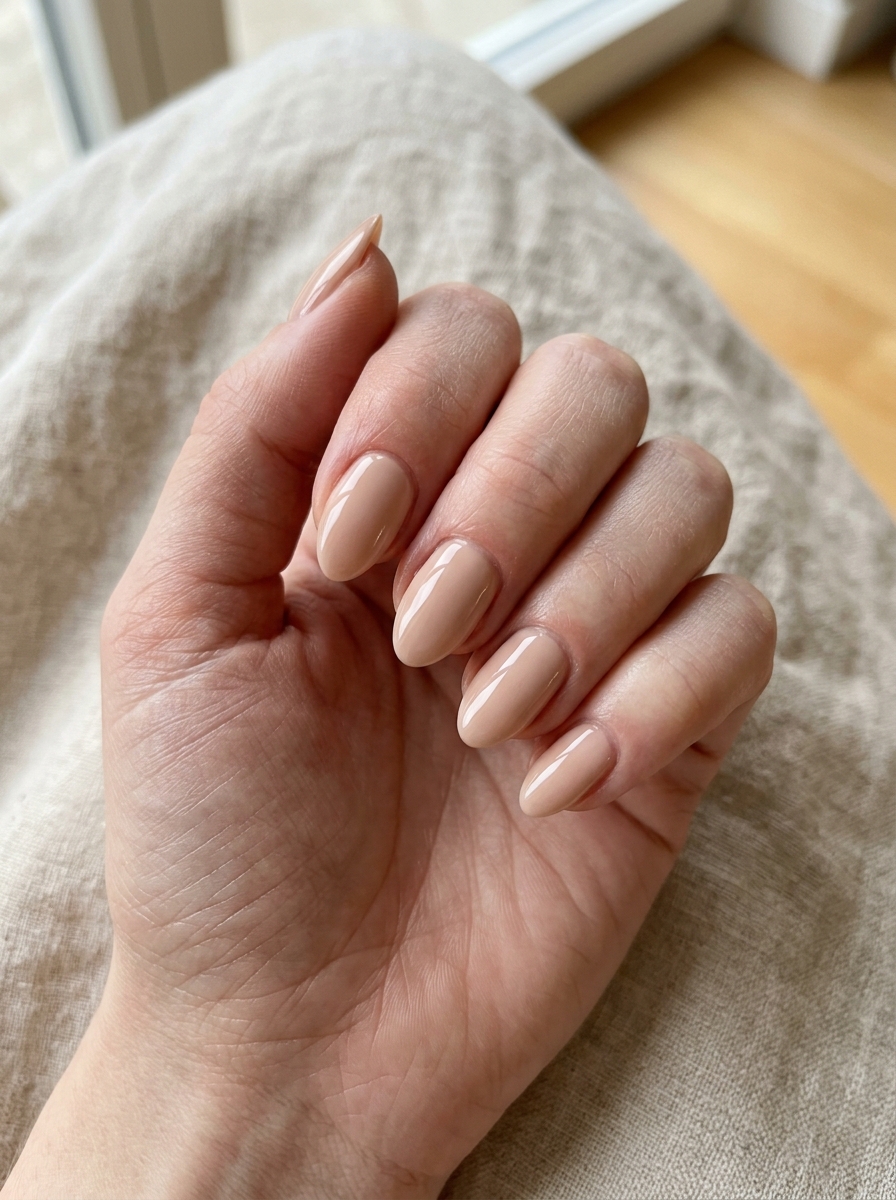 Clean Glossy Nude Nails als Back to School Nails Inspiration 2026
